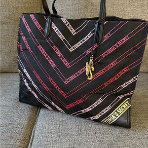 Victoria's Secret Chevron Black and Pink Tote